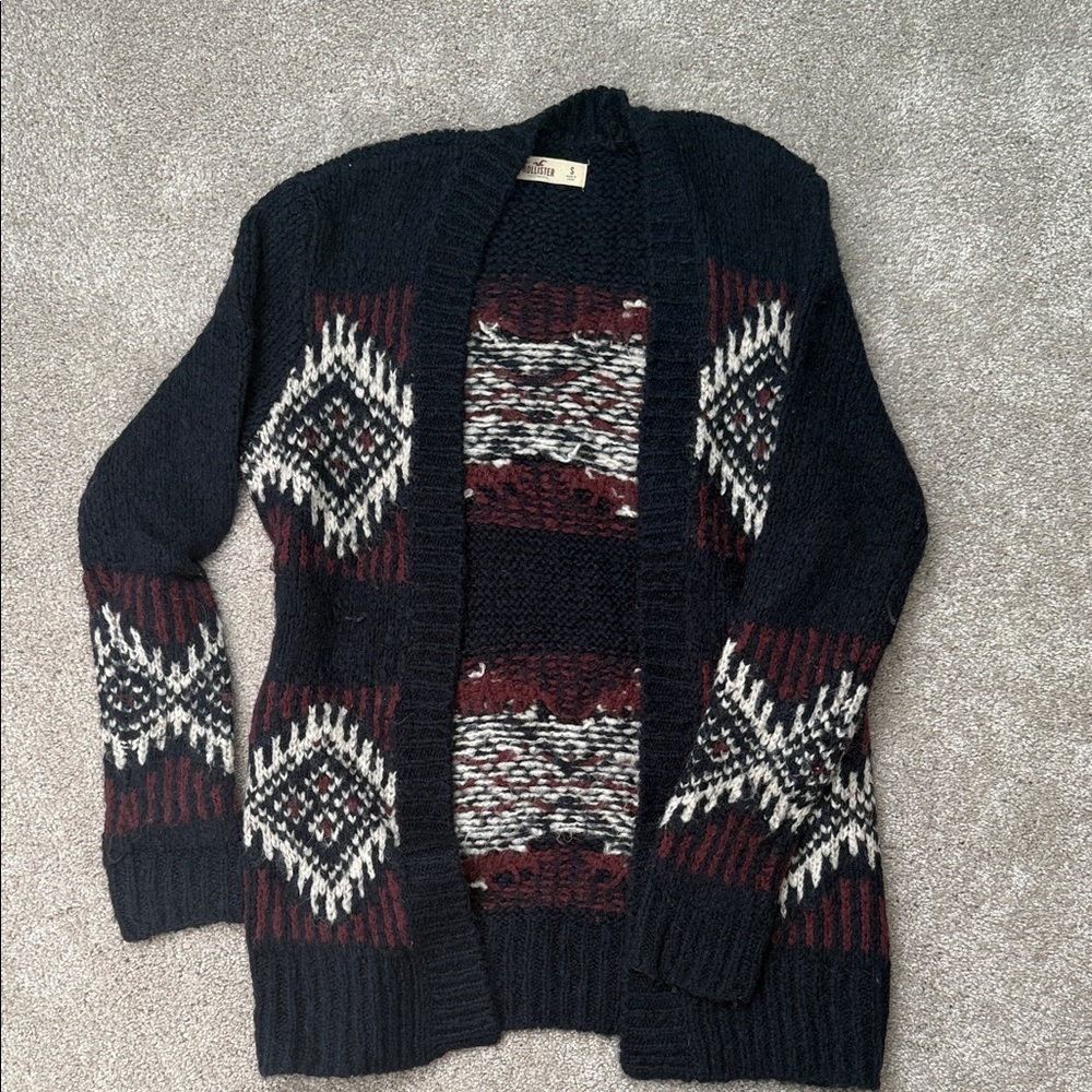 Hollister Blue and Red Patterned Cardigan